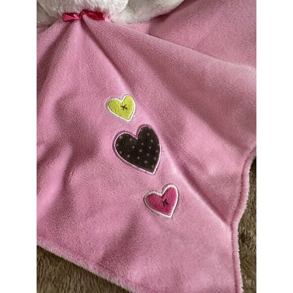 Carter's Pink Heart White Bunny Plush Security Blanket Satin Back Lovey Rabbit - Picture 7 of 9